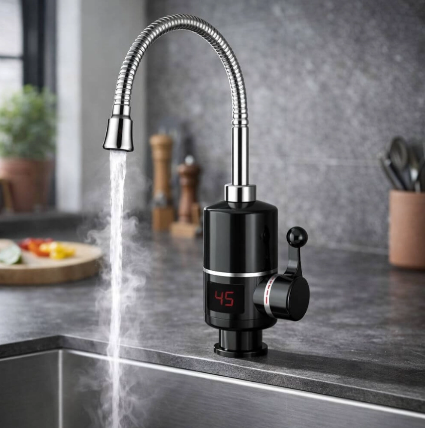 Смеситель с гибким шлангом светодиодный экран 8001948 black