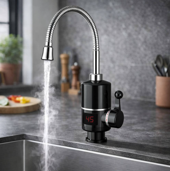 Смеситель с гибким шлангом светодиодный экран 8001948 black