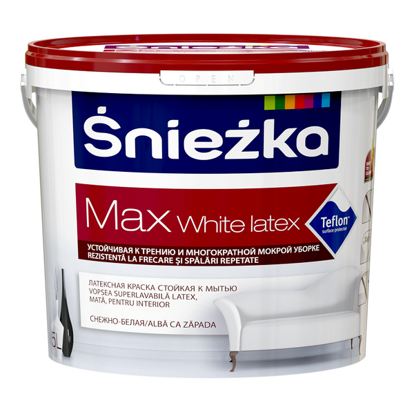 Краска водоэмульсионная Sniezka Max White Latex 5l белая