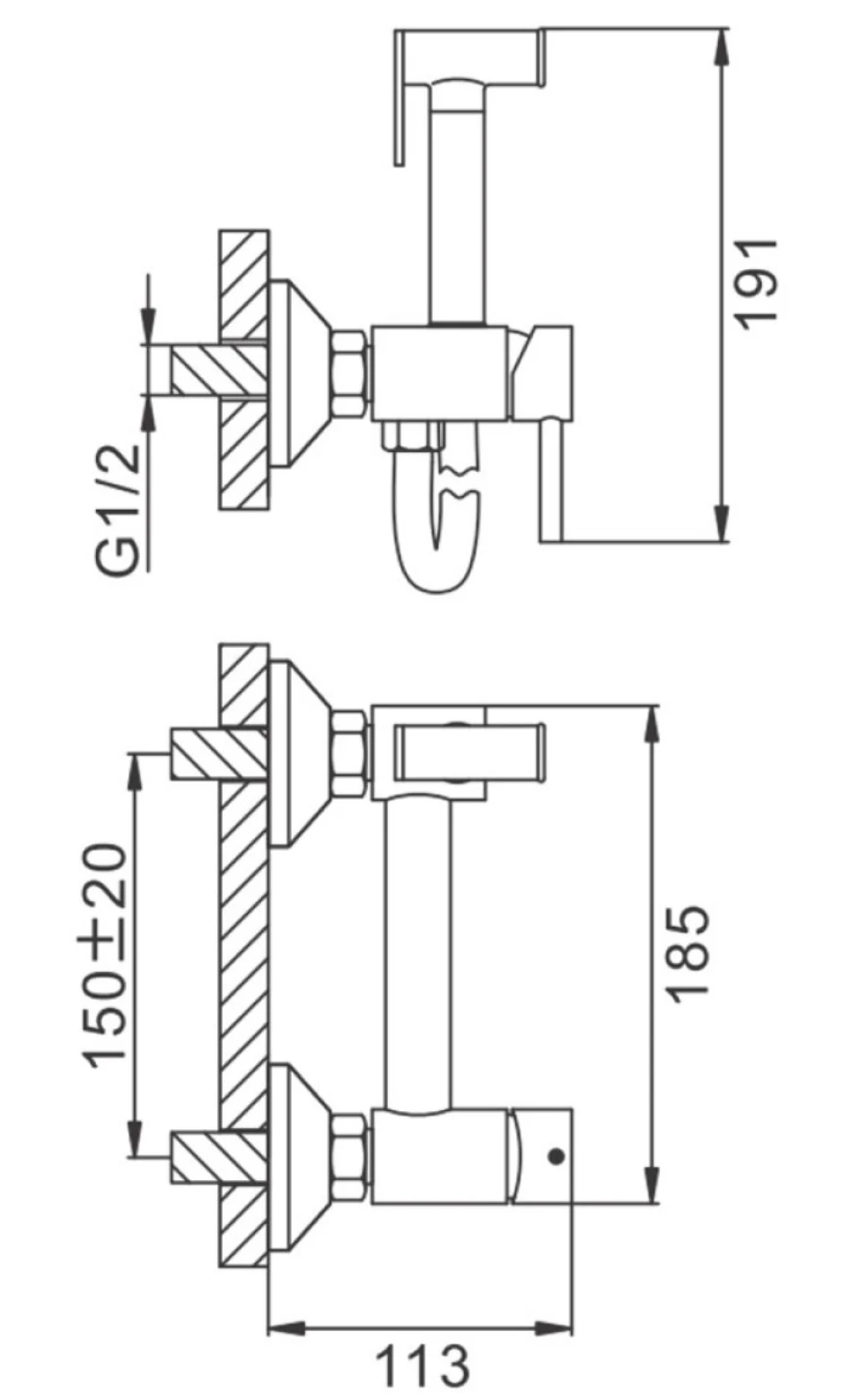 Duș igienic Frap Inox F7503-9 grafit 0217 
