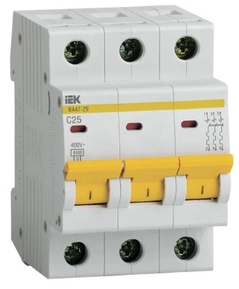 Întrerupător automat IEK BA47-29 3P 4.5kA 25A C 02540