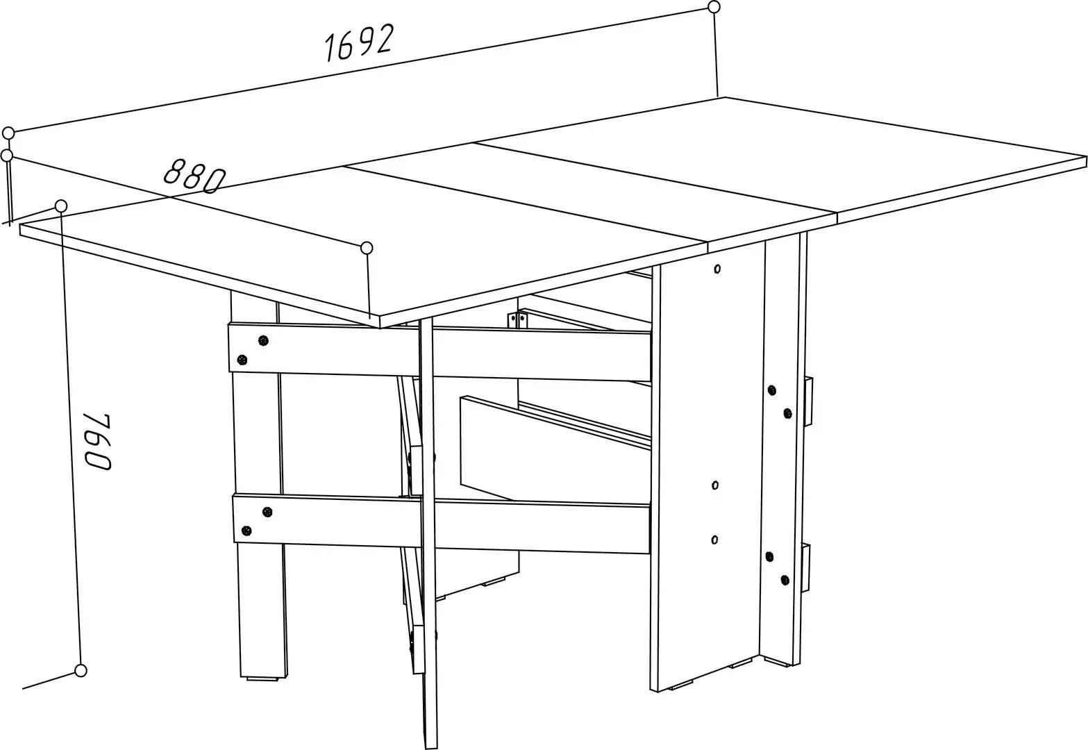 Masa-tumbă 880x1700 Stejar auriu