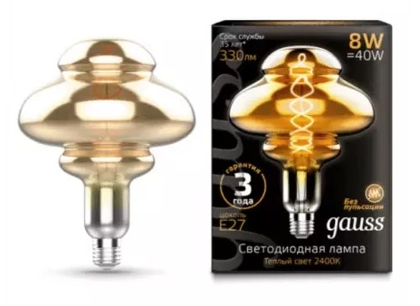 Лампа Led Gauss Filament Vintage BD160 8W 2400K 