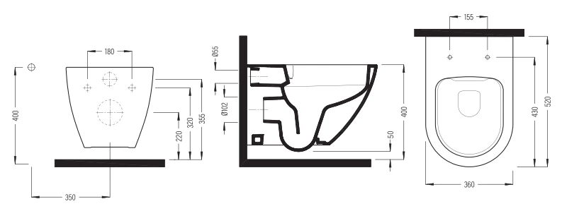 Vas WC suspendat Bien Nicole 52 cm + bide 