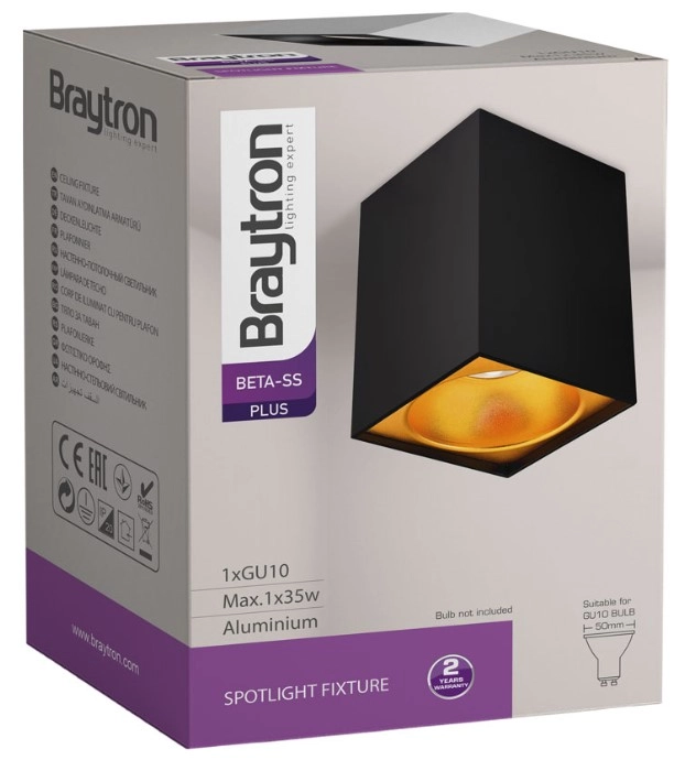 Corp de iluminare Beta-SS Braytron GU10 220-240VAC SQR-BLC IP20 BH04-00111 22709 