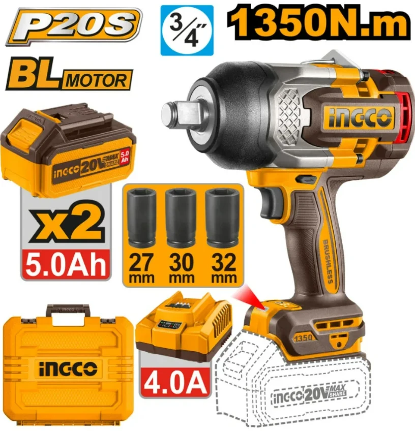 Cheie de impact cu acumulator Ingco CIWLI20135 50301 