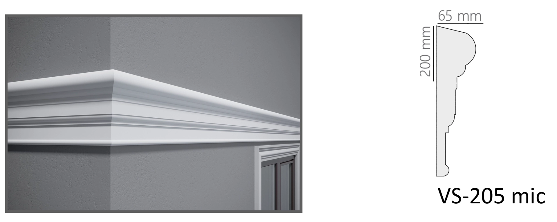 Brâu decorativ VS205 mic 200x65mm