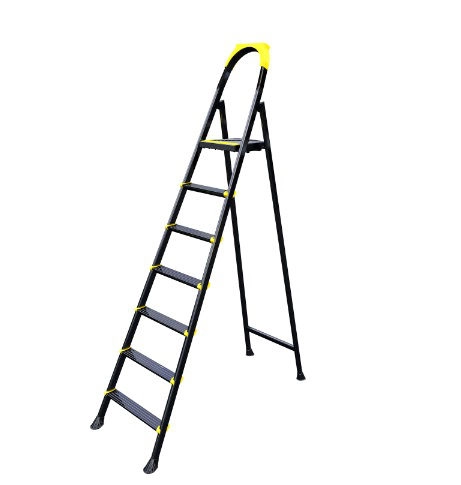 Scară pliabilă din oțel neagră 7+1 LEO Eurostep 53125