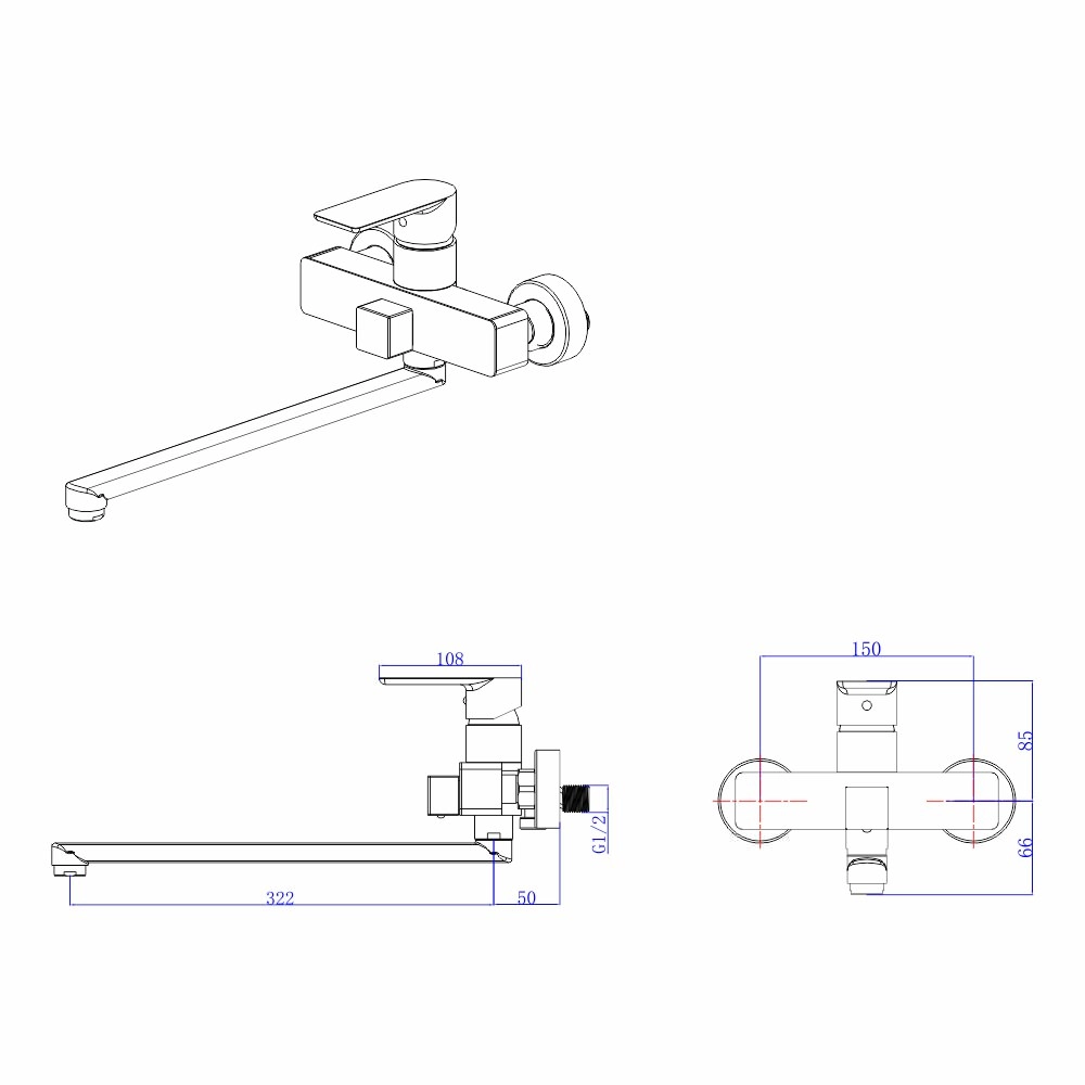 Смеситель для ванны Mateco BRENO 1133 чёрный114282