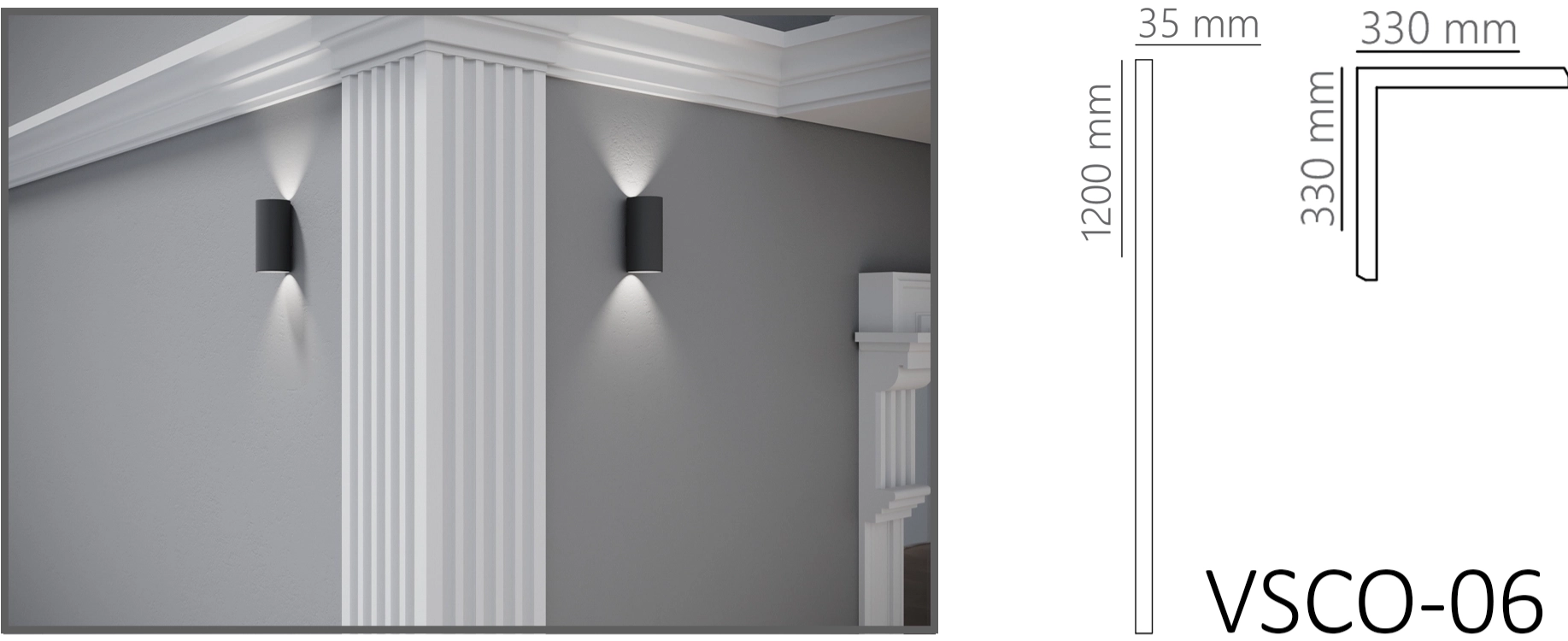 Декоративный угол 1200мм*330мм*35мм VSCO6