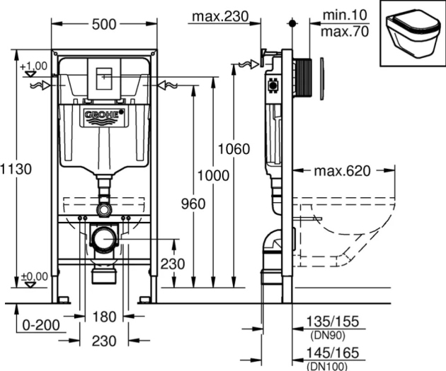 Ramă pentru WC suspendat Grohe 0102