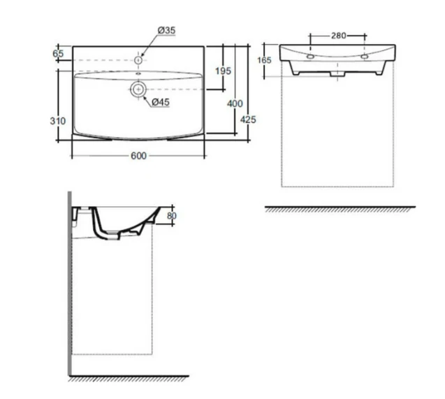 Lavoar Santorini 60cm  FS 1c Keramin 