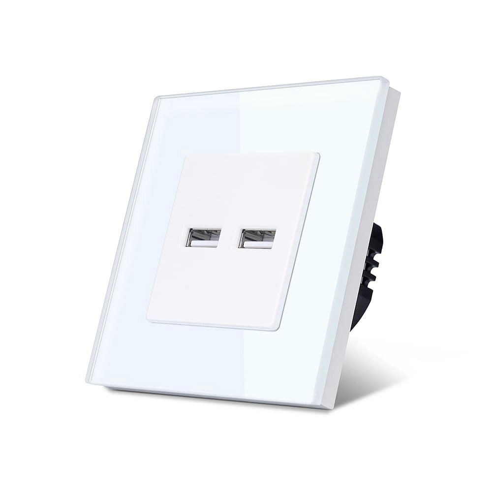 Розетка двойная USB/5V 3.1A 86x86mm Белый 2USB3.1-WT