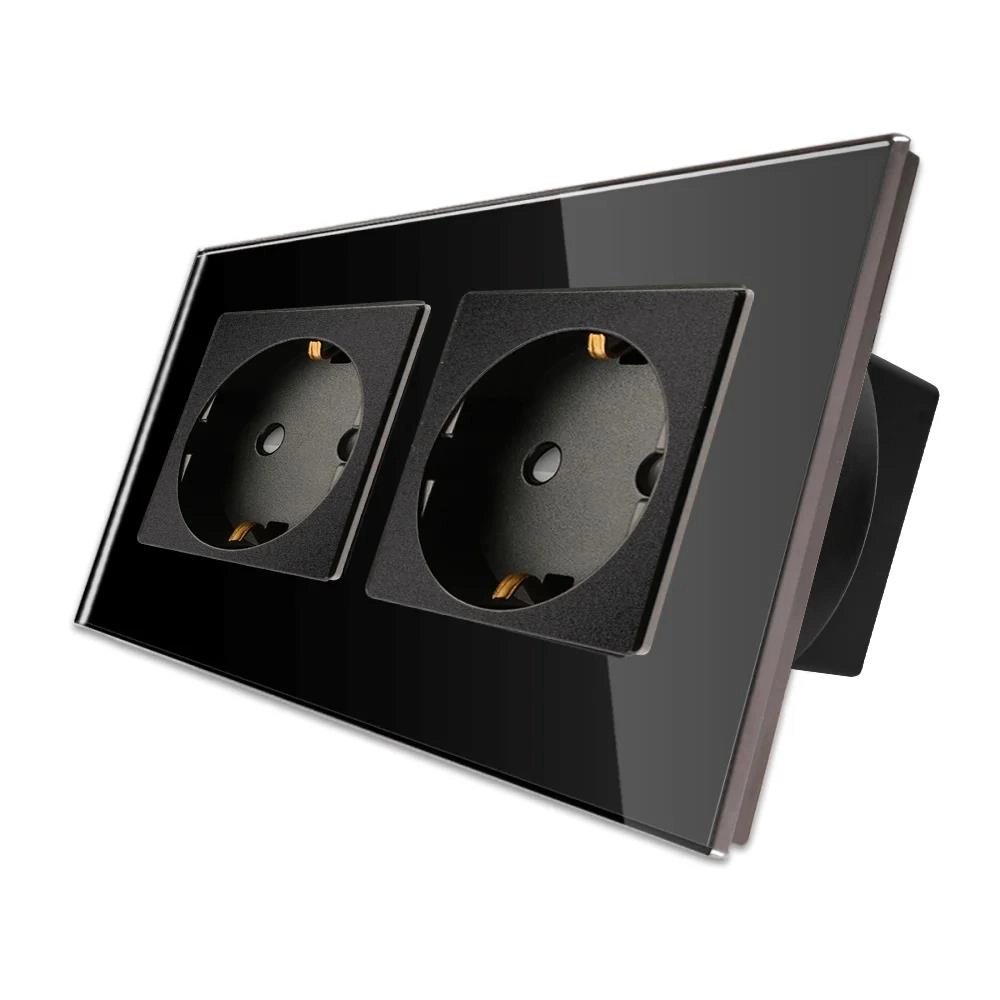 Розетка двойная 16A 86x157mm чёрный M2F-BK