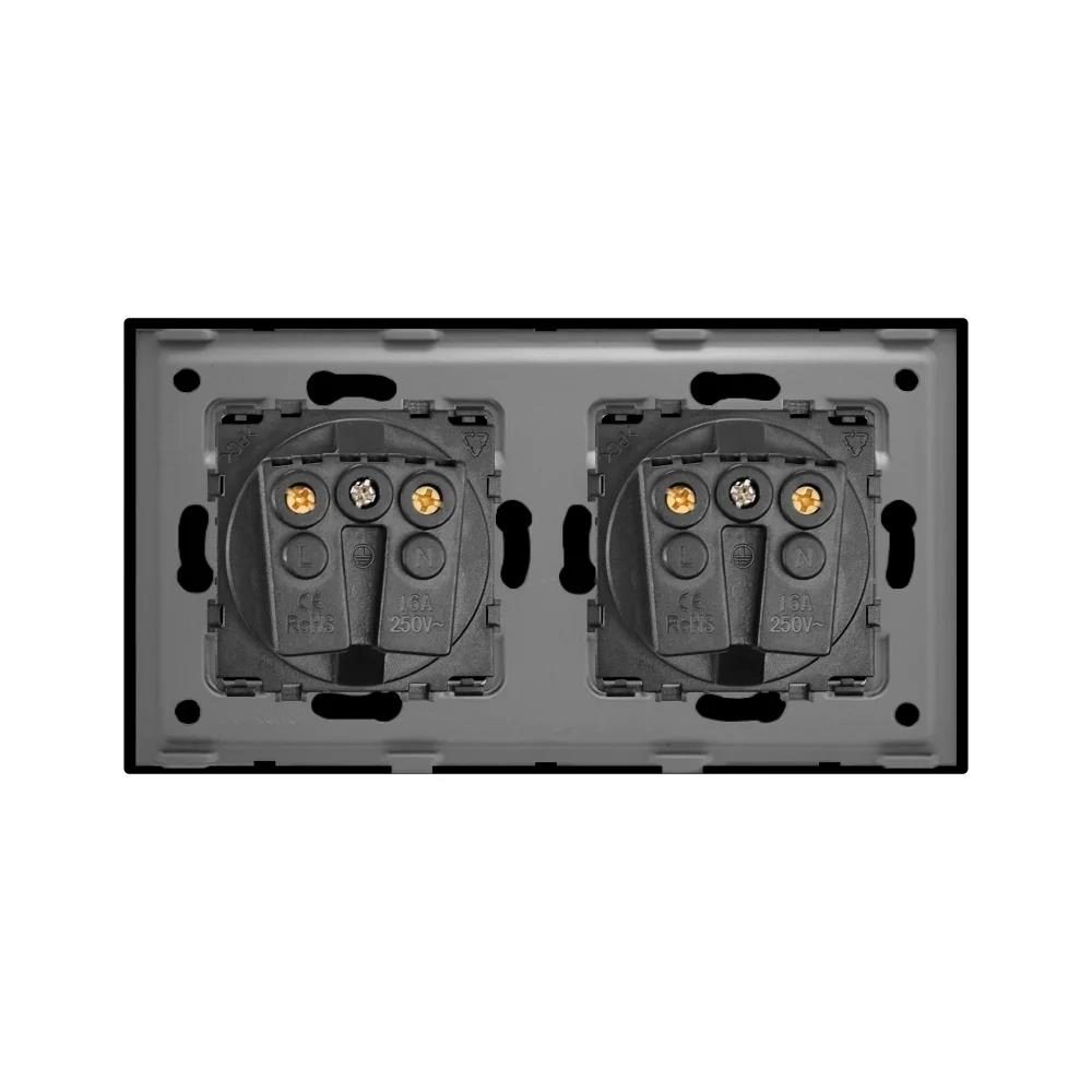 Розетка двойная 16A 86x157mm чёрный M2F-BK