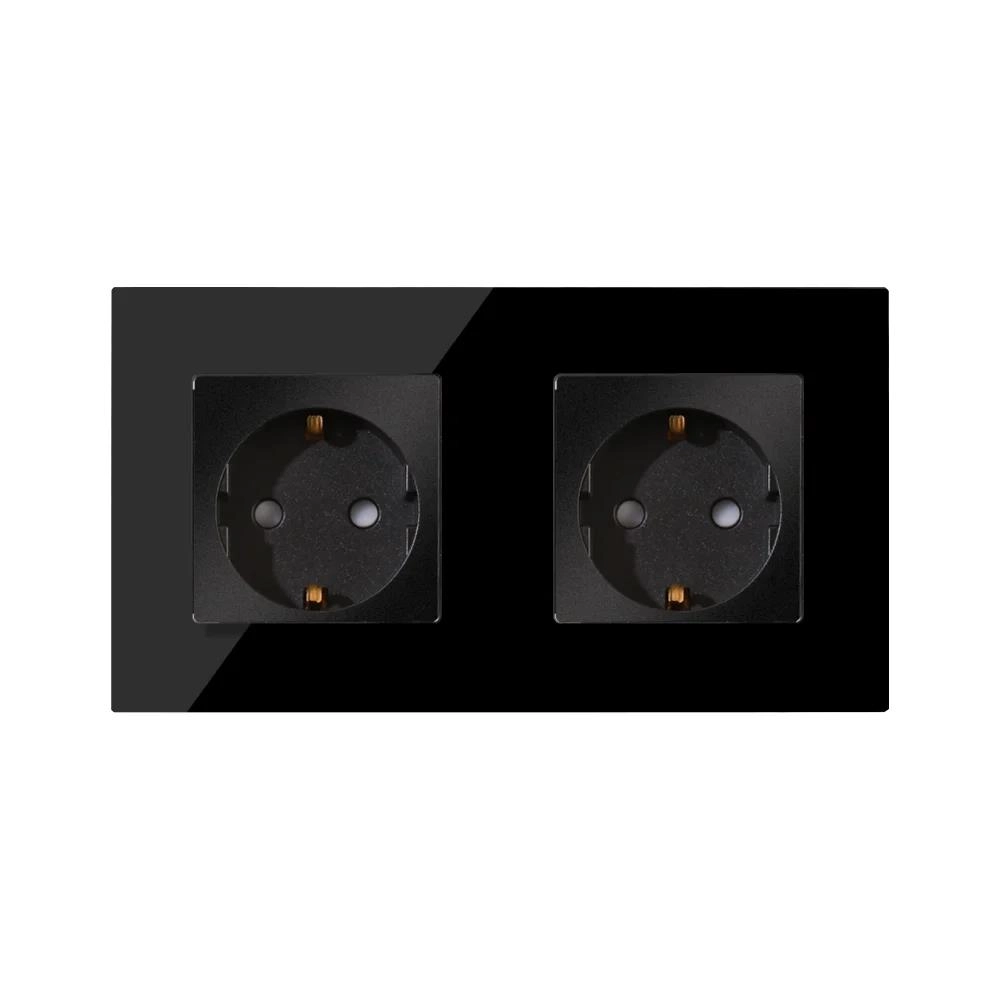 Розетка двойная 16A 86x157mm чёрный M2F-BK