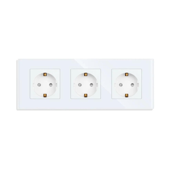Розетка тройная 16A 86x228mm Белый M3F-T