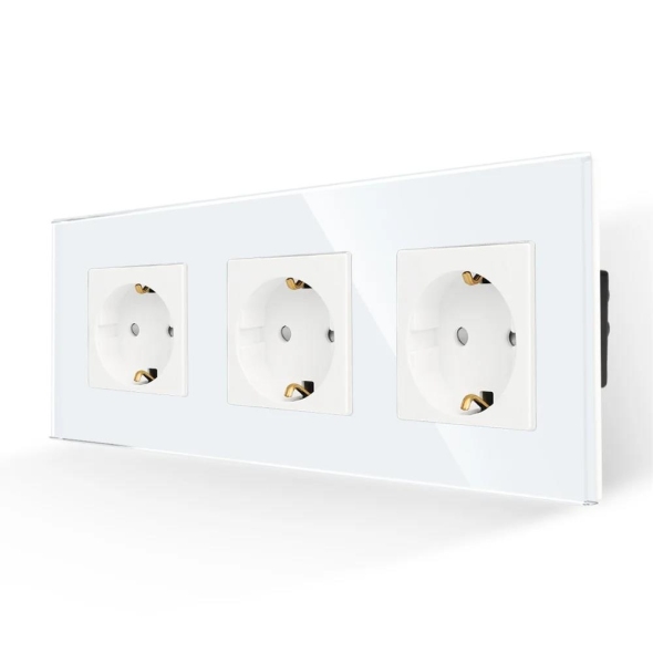 Розетка тройная 16A 86x228mm Белый M3F-T