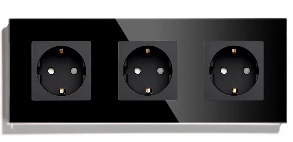 Розетка тройная 16A 86x228mm чёрный M3F-BK