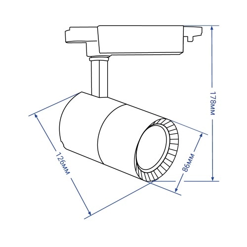 Трековый светильник FN AL103, 30W, 230V, 4000K, 1800lm 