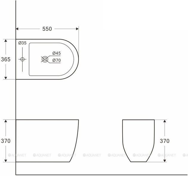 Биде подвесное WC BL-102-WHB 355x370x550
