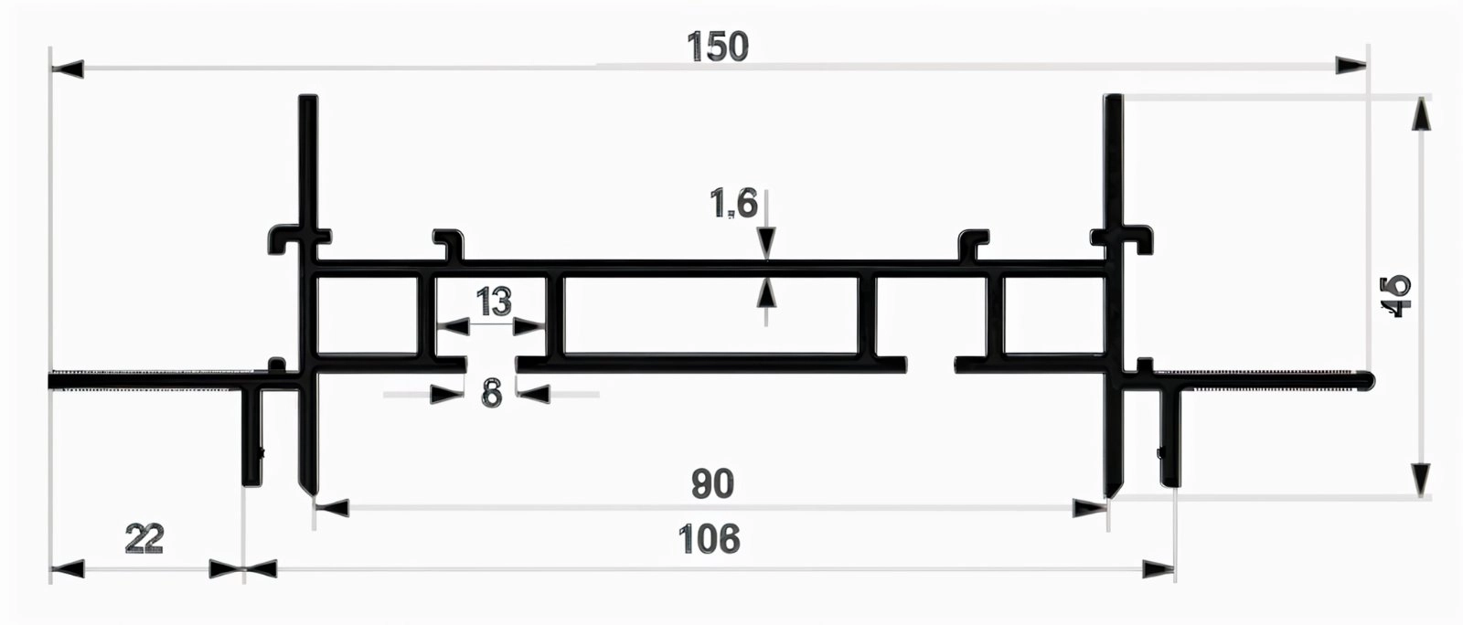 Карниз алюминиевый AST2W PP 3000мм
