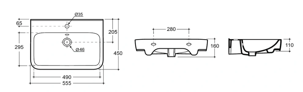 Lavoar Square 55 cm 1c Keramin 