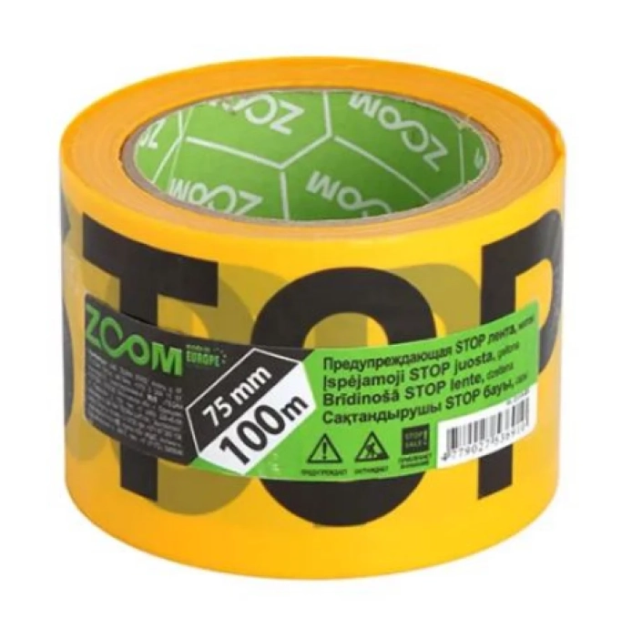 Bandă de avertizare STOP 75mm х 100m negru-galben