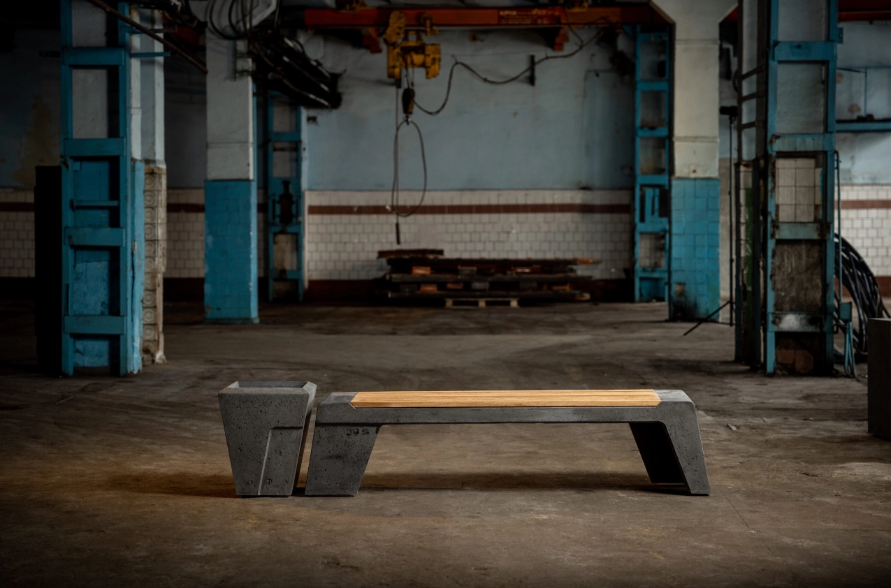 Бетонная скамейка без спинки BE-TWIN 