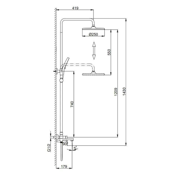 Sistemă de duș Frap F 2485-6 negru 3483