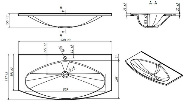 Раковина Bari 100 1c Keramin 