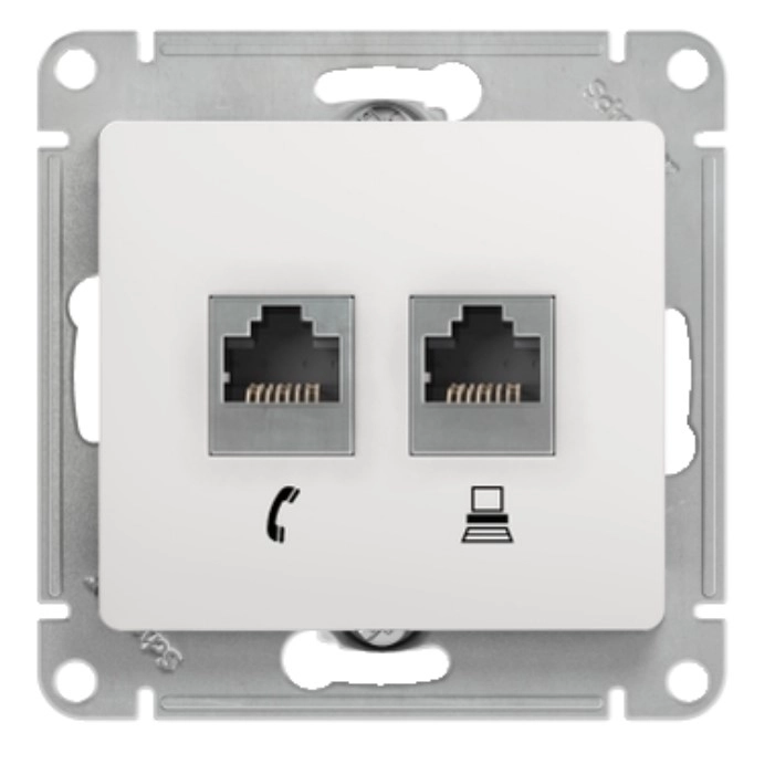 Розетка Glossa RJ11+1XRJ45 cat 5E 332 
