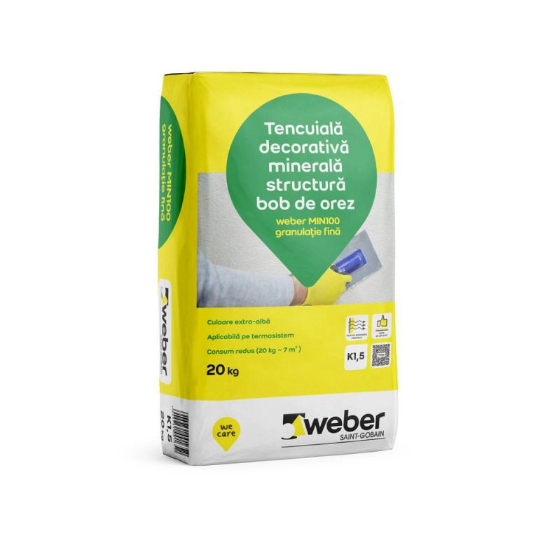 Tencuială decorativă structurată Weber Min100 k2 20kg 