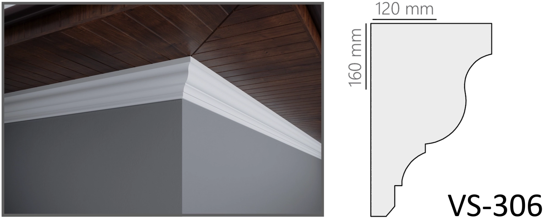 Cornișă decorativă VS306 160x120mm