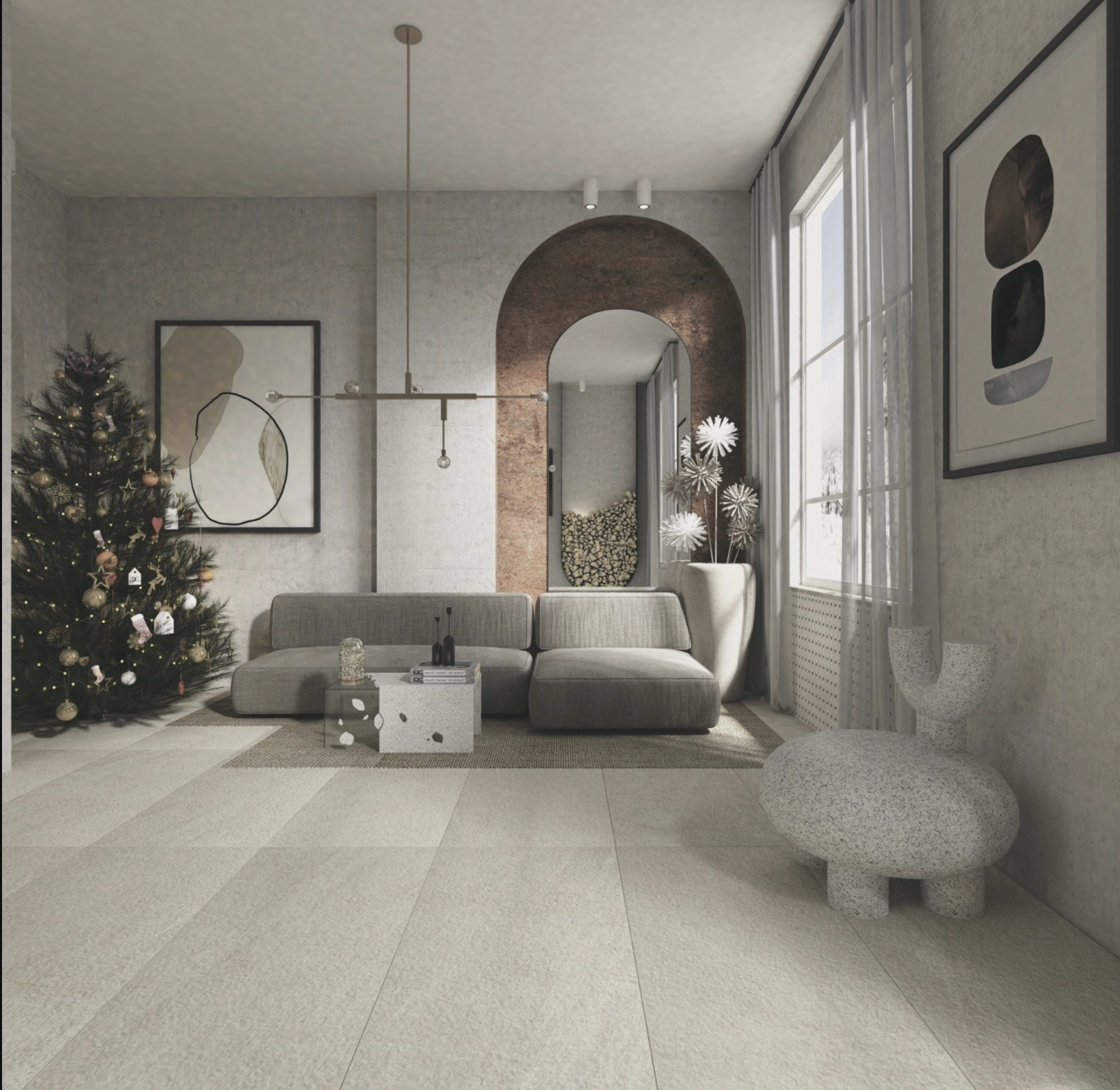 Gresie Anka Gusto 60x120 matt relief light grey