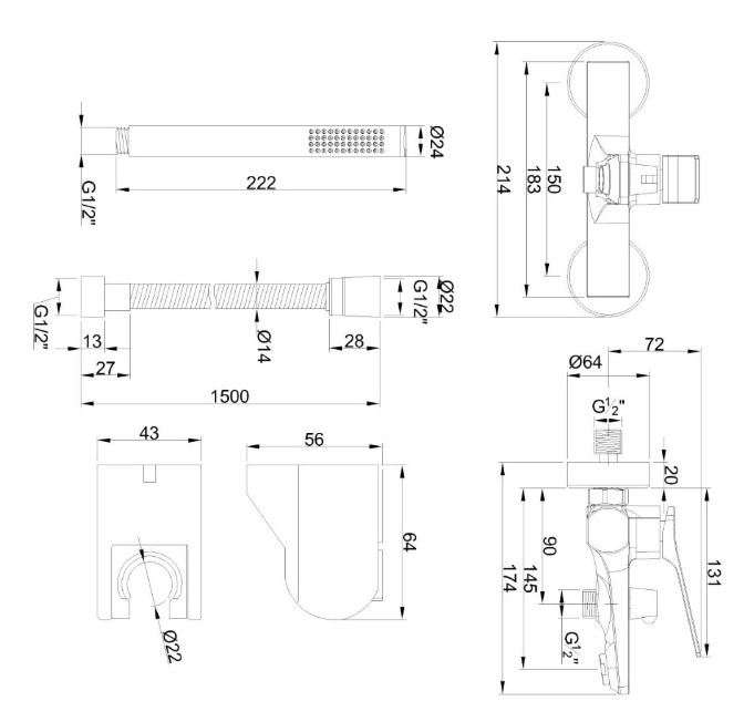 Смеситель для ванны Neri Plus BW-P1-014-L
