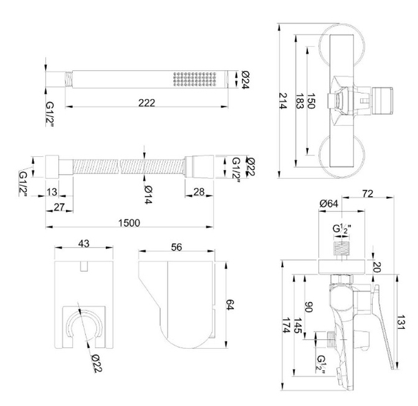 Смеситель для ванны Neri Plus BW-P1-014-L