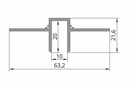 Profil tip ascuns din aluminiu F2.D1020 3 m