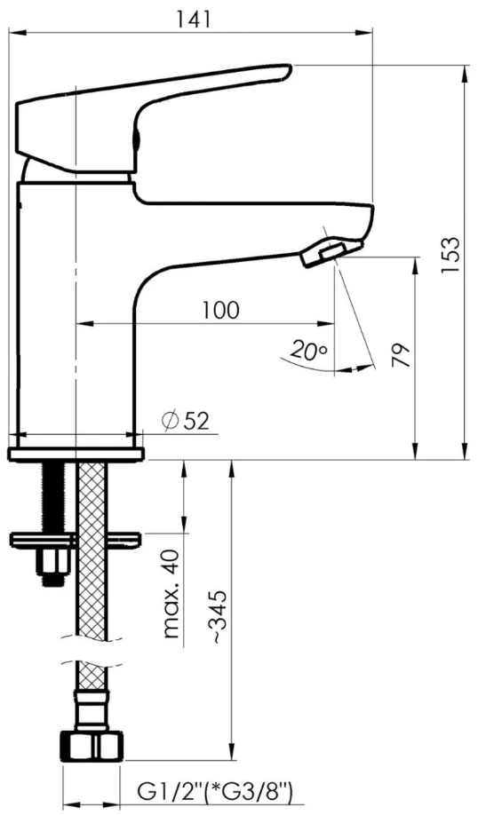 Смеситель для умывальника Rubineta Uno-18  WT2 N800671 