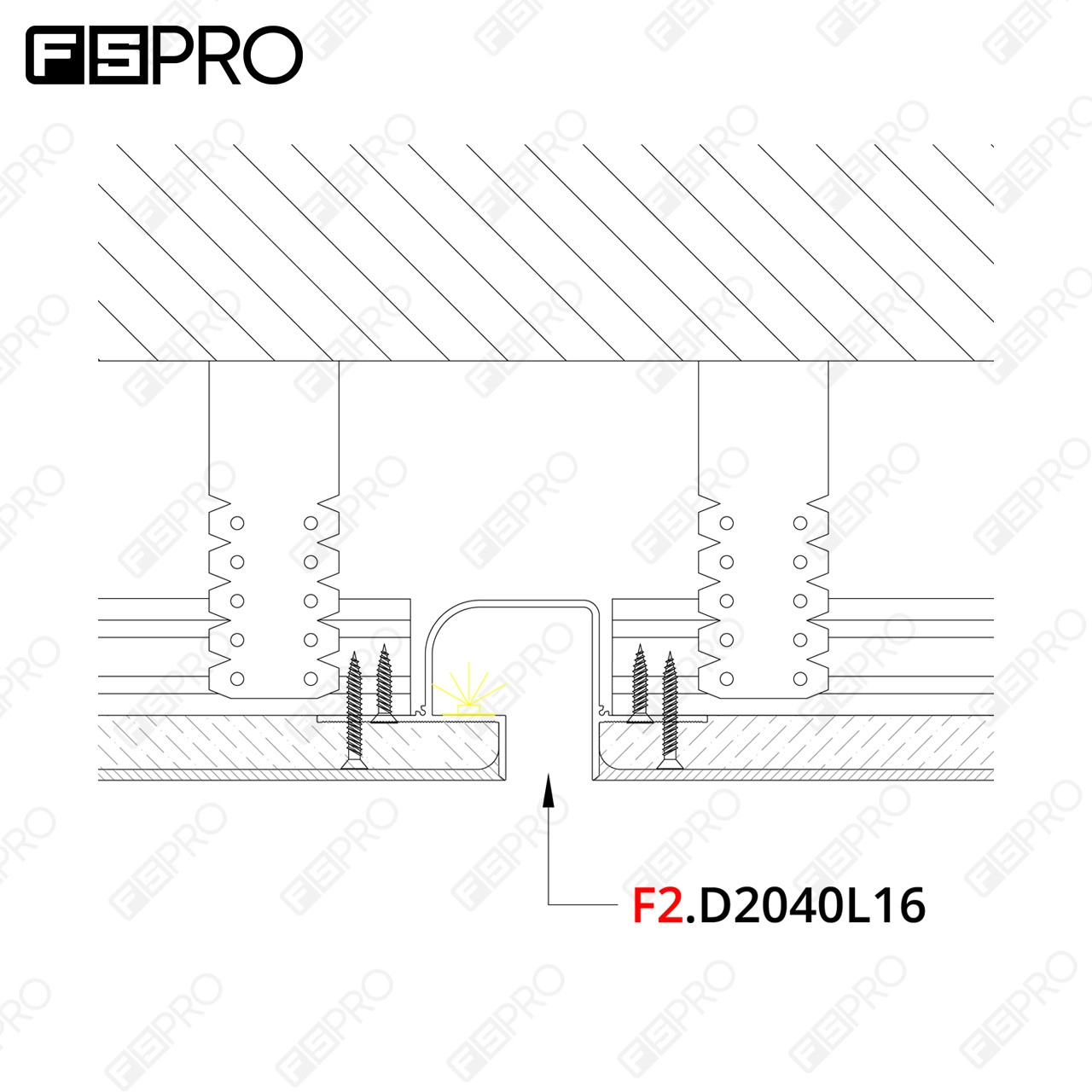 Профиль теневого шва алюминиевый F2.D2040L16 3м