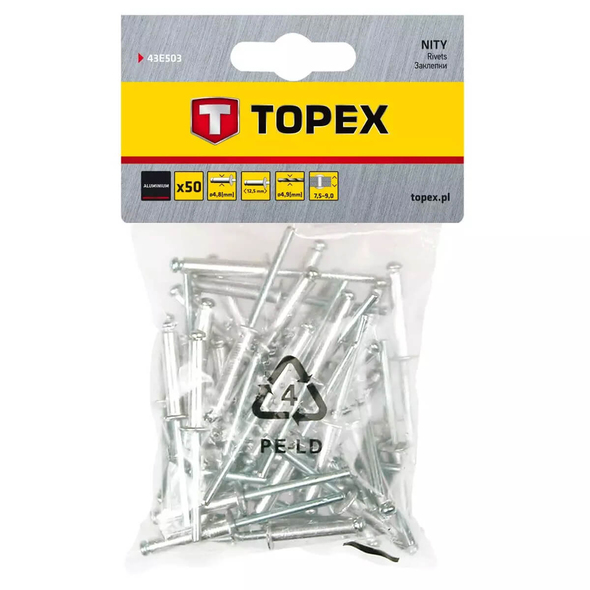 Алюминиевые заклепки Topex 4,8x12,5mm