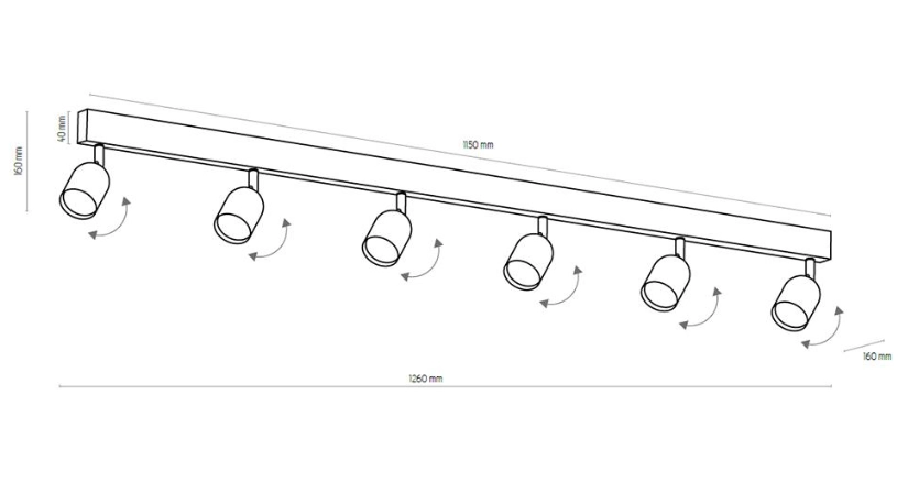 Спот Tk Lighting 1022 TOP BLACK/GOLD 6-GU 10 