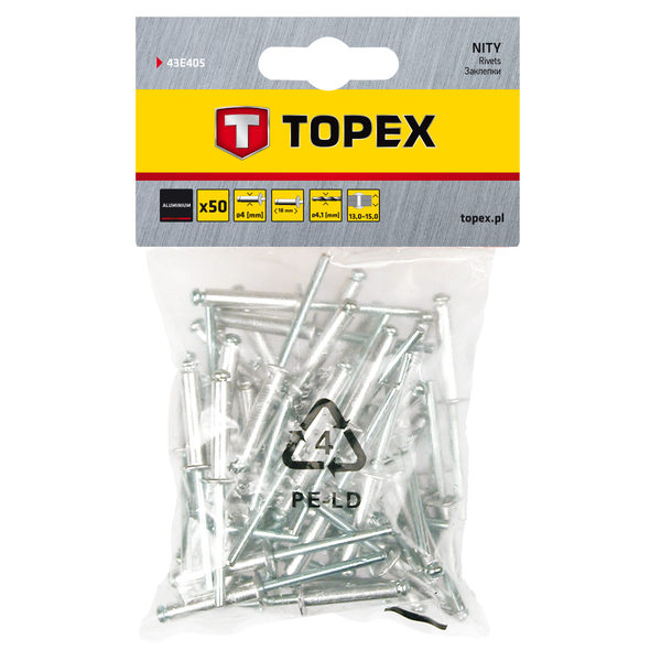 Алюминиевые заклепки Topex 4x18mm 377