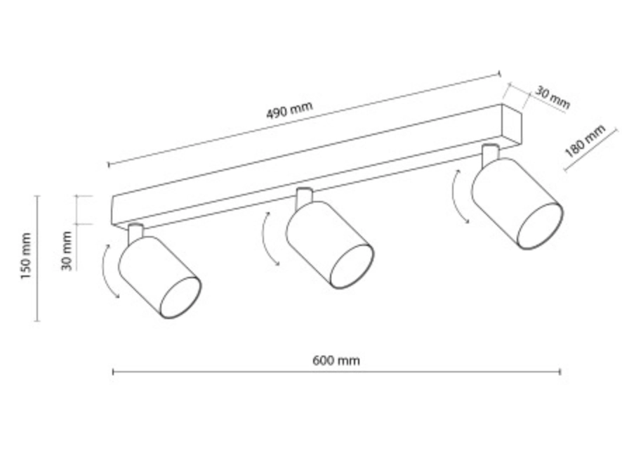 Plafonieră Tk Lighting Top Black 3 GU10 6167