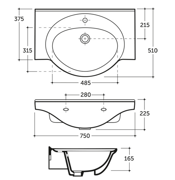 Раковина Keramin Capri 75 белая 1c  