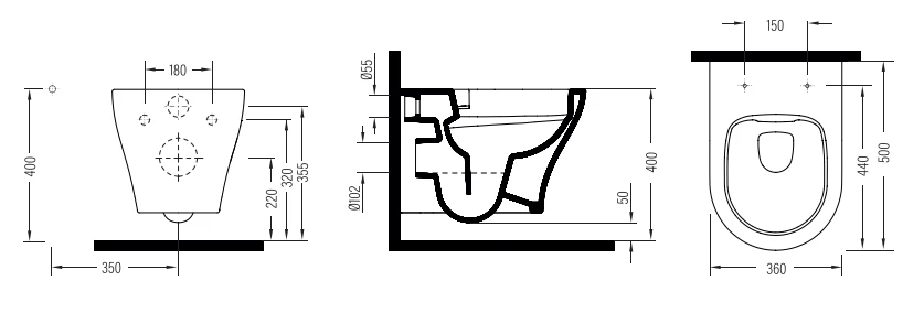 Унитаз подвесной Bien Ronin 50 cm