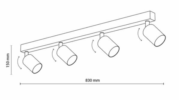 Люстра TK Lighting Top black 4 GU10 6177