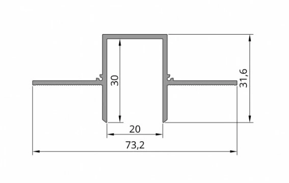 Профиль теневого шва алюминиевый F2.D2030 3m
