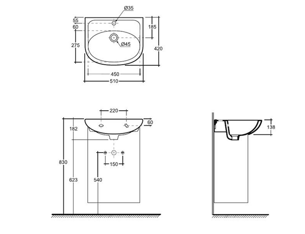 Раковина Keramin Riva 50 белый