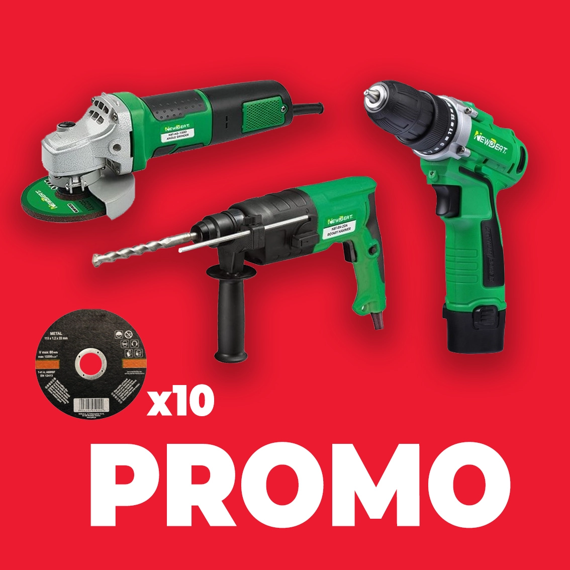 Ciocan rotopercutor NBT-RH20A + mașină de înșurubat NBT-CD-12B + polizor unghiular NBT-AG-115C